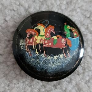 Russian hand painted lacquered pin